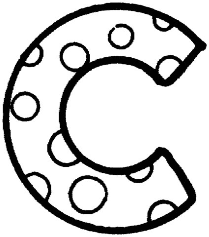 Letter C With Polka Dot Coloring Page